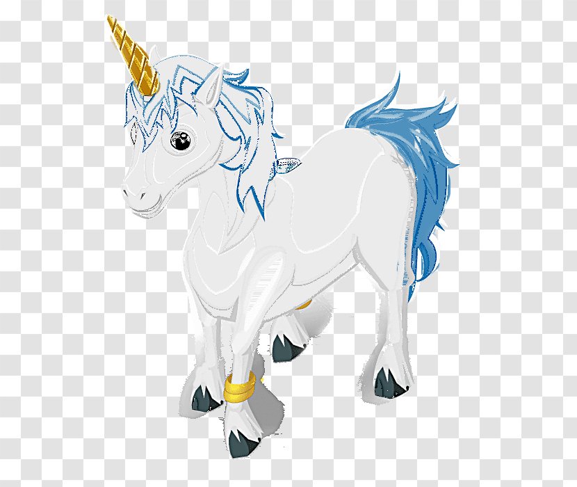 Unicorn Silver Horn - Horse Like Mammal - Golden Painted Transparent PNG