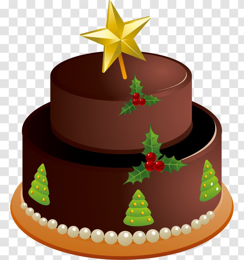 Christmas Cake Black Forest Gateau Chocolate Birthday Wedding - Cupcake Transparent PNG