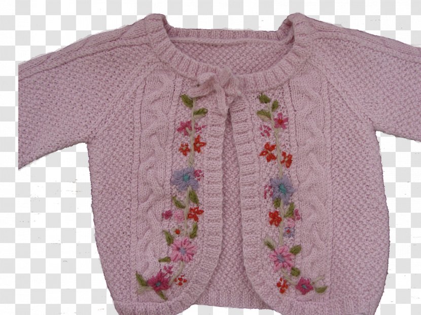 Cardigan Sweater Embroidery Wool Clothing - Pink - Natural Fiber Transparent PNG