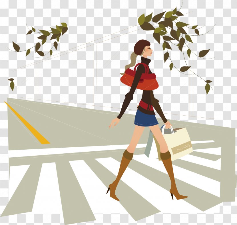 Animation Illustration - Cartoon - People Walking On The Road Transparent PNG