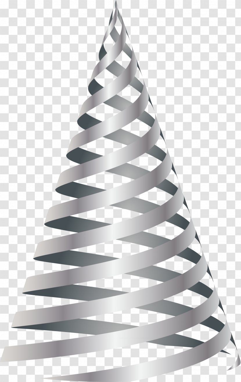 Cone Spiral Clip Art - Black And White - Christmas Tree Transparent PNG