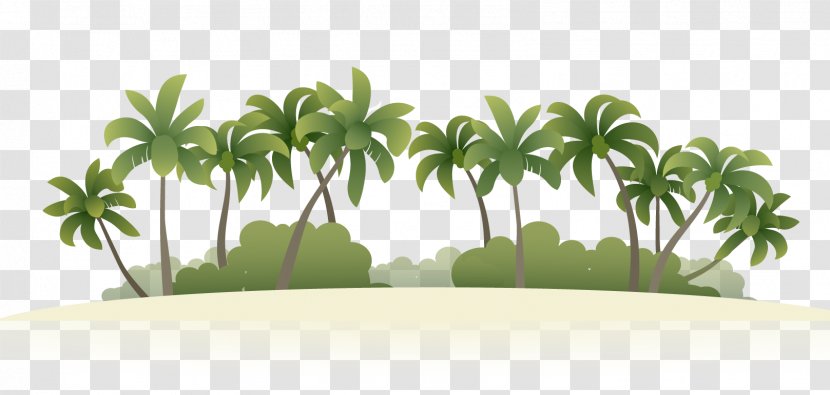 Summer Vacation Beach Island - Grass - Coconut Grove Vector Transparent PNG