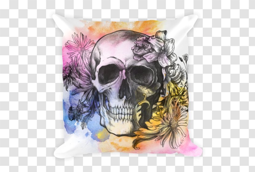 Calavera Watercolor Painting Skull Canvas Tattoo - Human Symbolism Transparent PNG