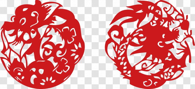Chinese New Year Dragon Festival - Tree - Paper-cut Vector Material Transparent PNG
