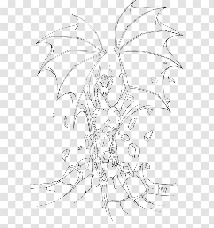 Fairy White Line Art Sketch - Drawing Transparent PNG