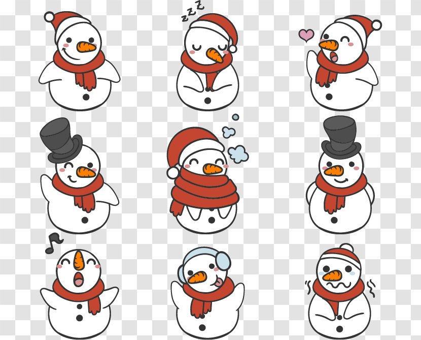 Snowman Drawing Scarf - Cute Squared Transparent PNG