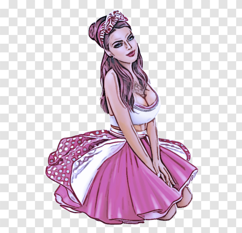 Pink Dress Costume Design Costume Accessory Drawing Transparent PNG