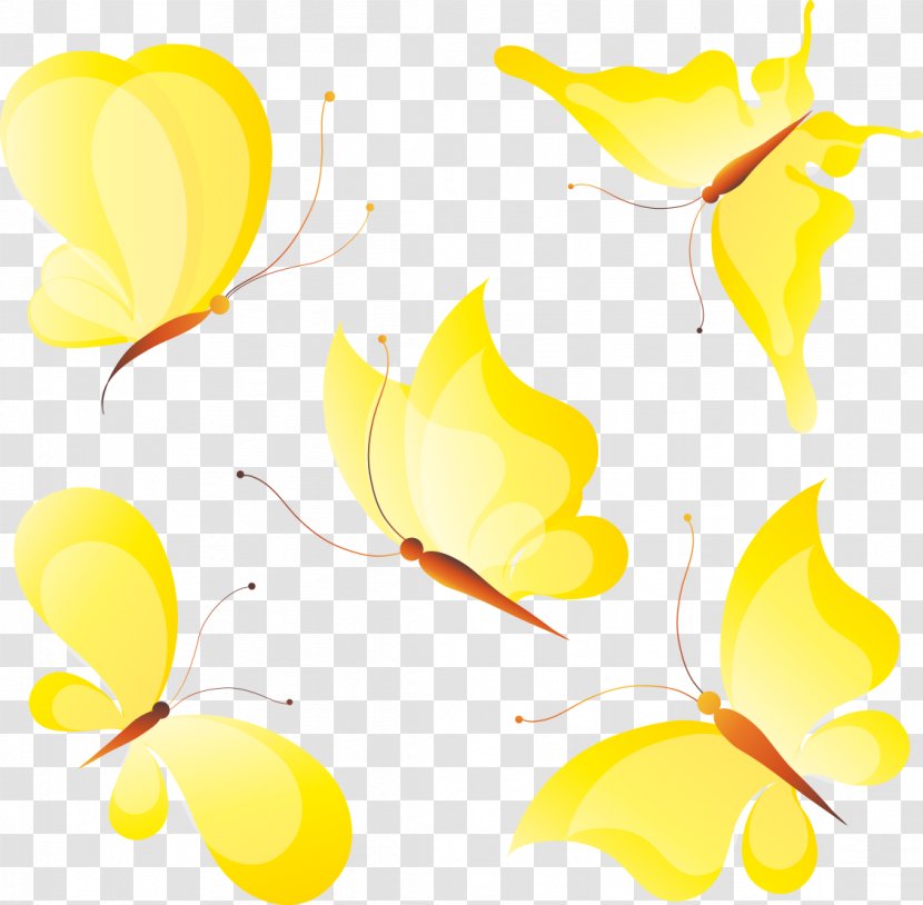 Butterfly Yellow Clip Art - Monarch - Vector Transparent PNG