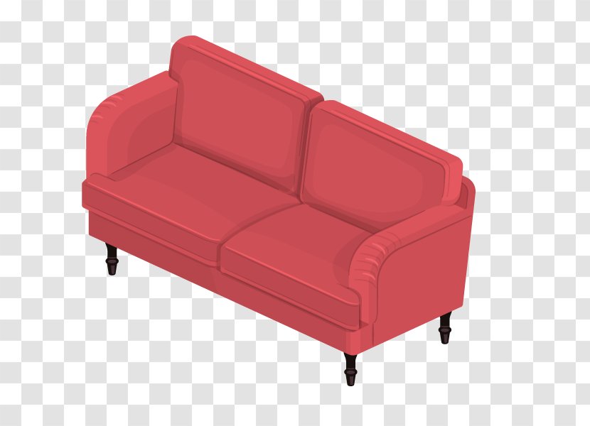 Couch Furniture Chair Fauteuil Living Room - Vector Red Sofa Transparent PNG