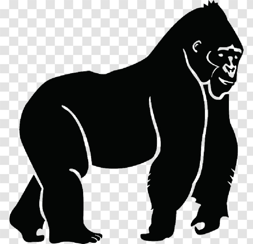 Gorilla Vector Graphics Clip Art Illustration Ape - Blackandwhite Transparent PNG
