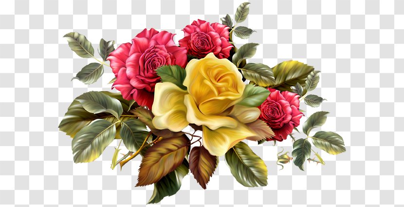 Rose Flower Bouquet Painting Floral Design - Flowering Plant Transparent PNG