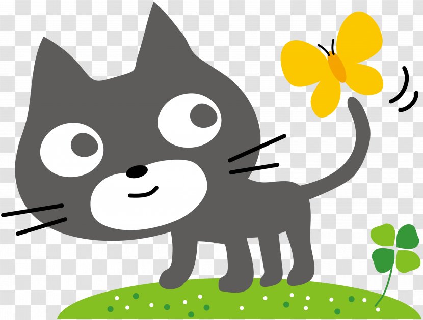 Black Cat Illustration Four-leaf Clover Image - Copyrightfree - Fourleaf Transparent PNG