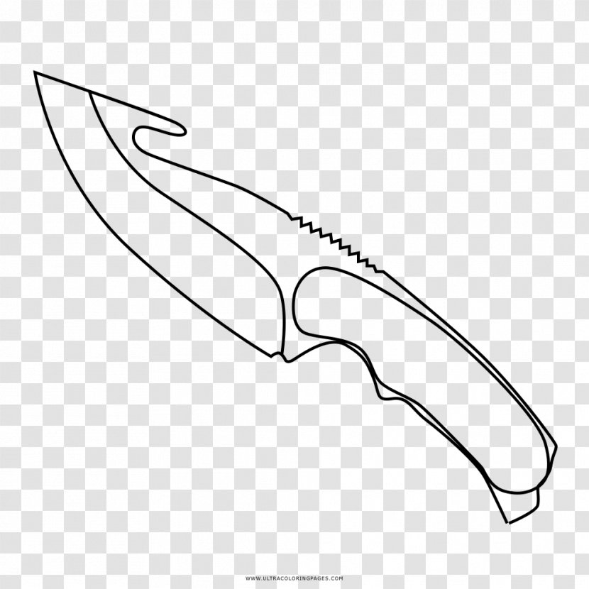 Knife Drawing Coloring Book Hunting & Survival Knives Utility - Silhouette Transparent PNG