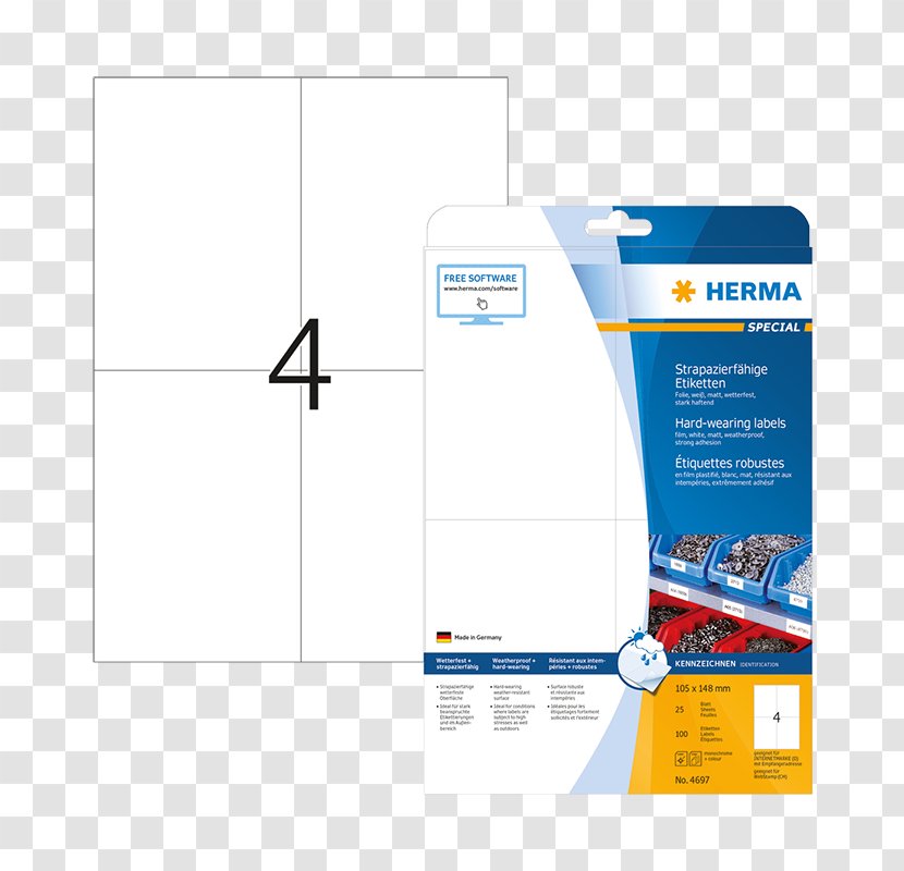 Label Standard Paper Size Herma Millimeter - Printing - Etikett Transparent PNG