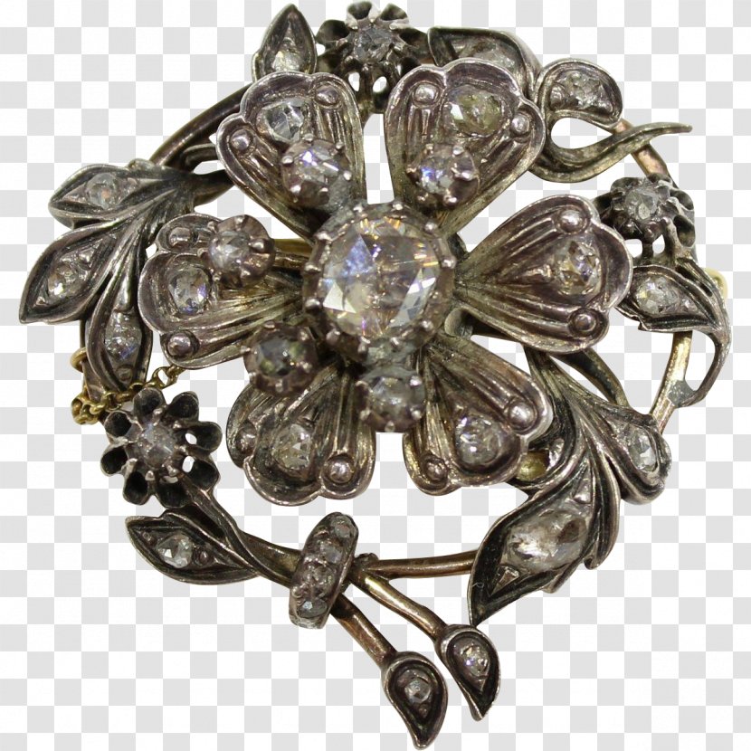 Brooch Jewellery Silver Diamond Antique Transparent PNG