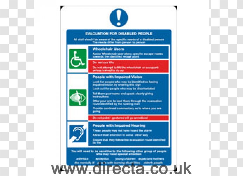 Emergency Evacuation Disability Safety Fire Escape Sign - Alarm System - Disabled People Transparent PNG