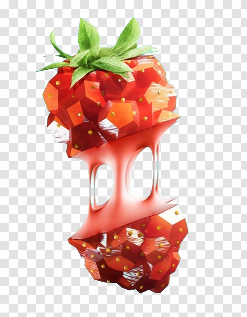 Low Poly Fruit 3D Computer Graphics Behance Illustration - Natural Foods - Strawberry Diamond Perspective Transparent PNG