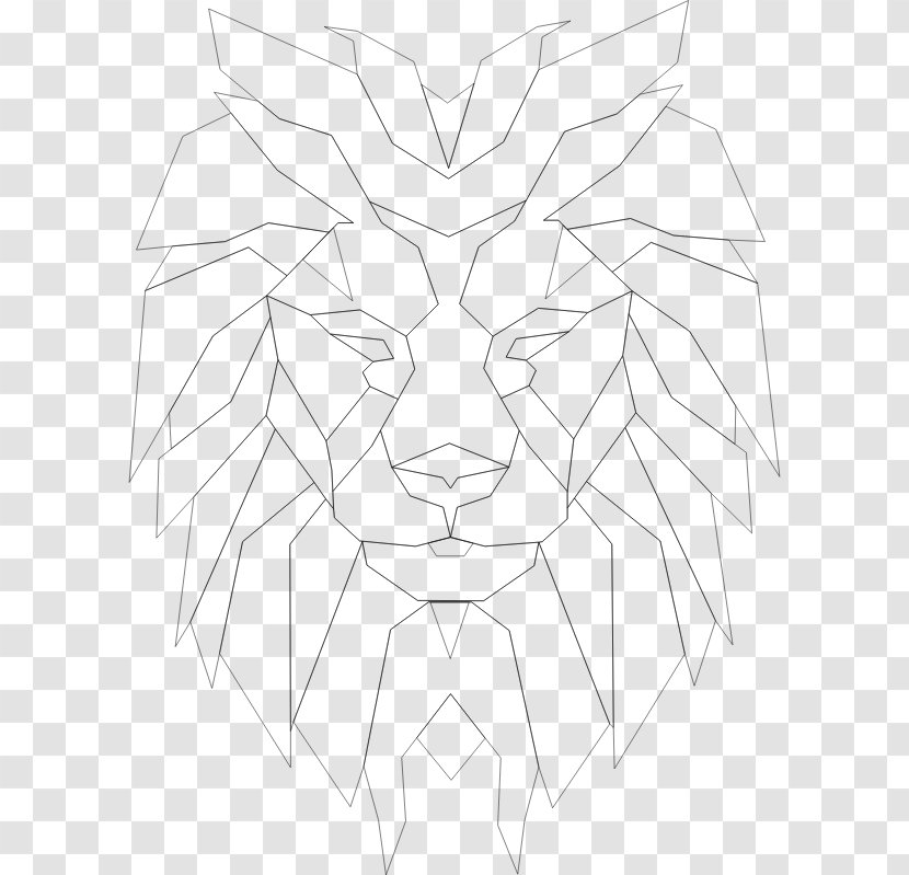 Drawing Visual Arts Black And White Sketch - Line Art - Polygonal Transparent PNG