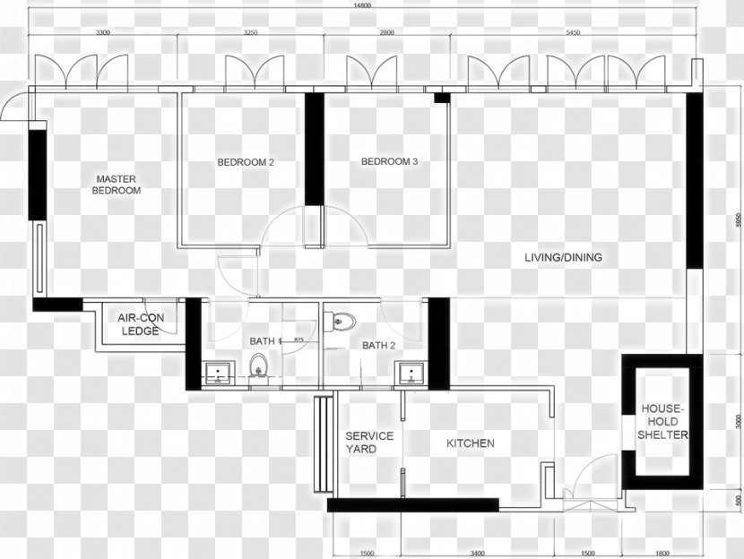 Bukit Batok Floor Plan Interior Design Services - Black And White - Layout Transparent PNG