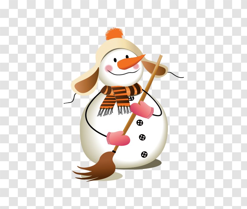 Christmas Ornament Snowman Tree Party - Bird - Holding A Broom Transparent PNG