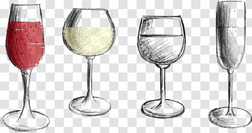 Red Wine Glass - Bottle - Hand-painted Glasses Transparent PNG