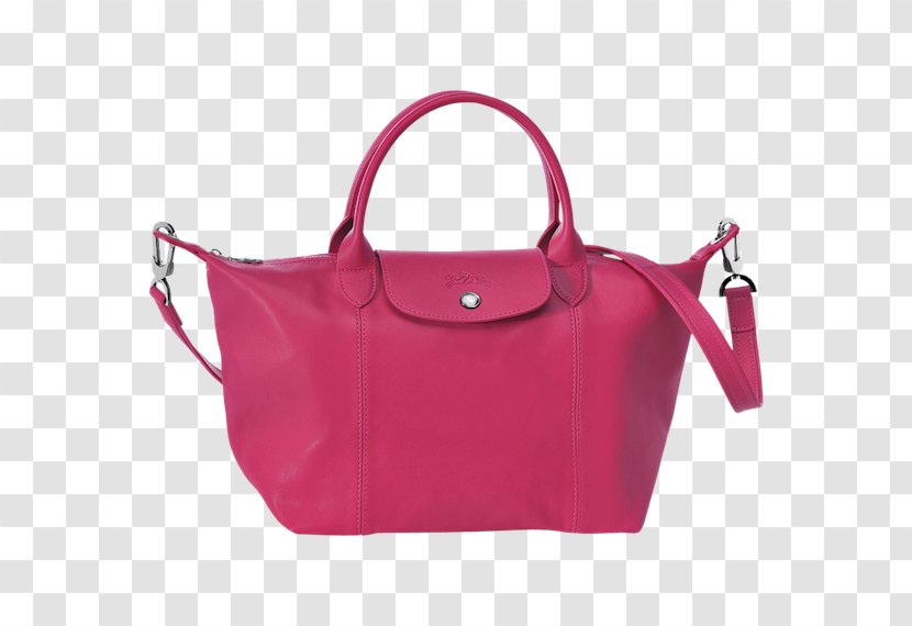 Longchamp Pliage Handbag Leather - Magenta - Bag Transparent PNG