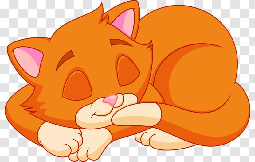 Cat Kitten Cartoon Clip Art - Like Mammal - Yellow Sleeping Transparent PNG
