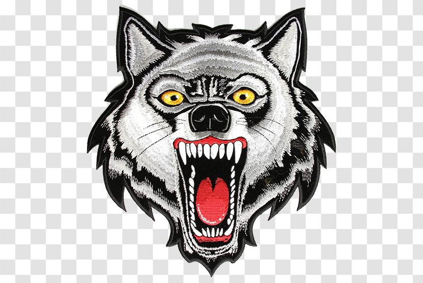 Gray Wolf Embroidered Patch Iron-on Motorcycle Club Embroidery Transparent PNG
