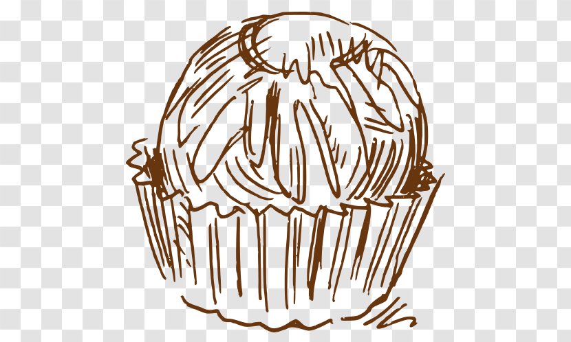 Muffin Chocolate Cake Clip Art - Flower - Vector Sketch Transparent PNG