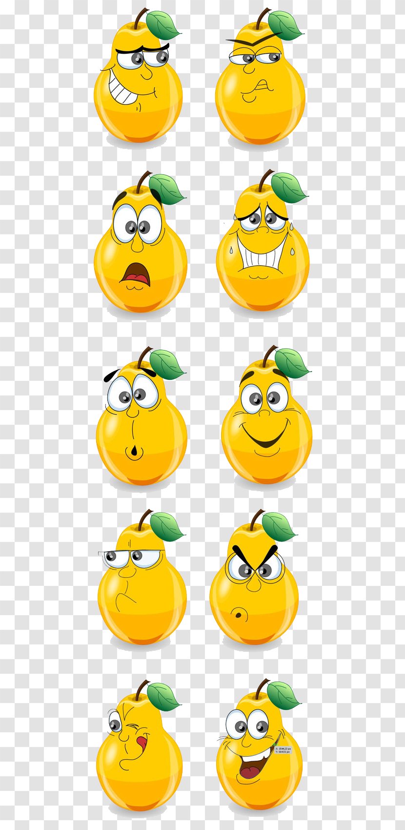 Cartoon Pear Facial Expression Drawing - Pears Vector Material Transparent PNG