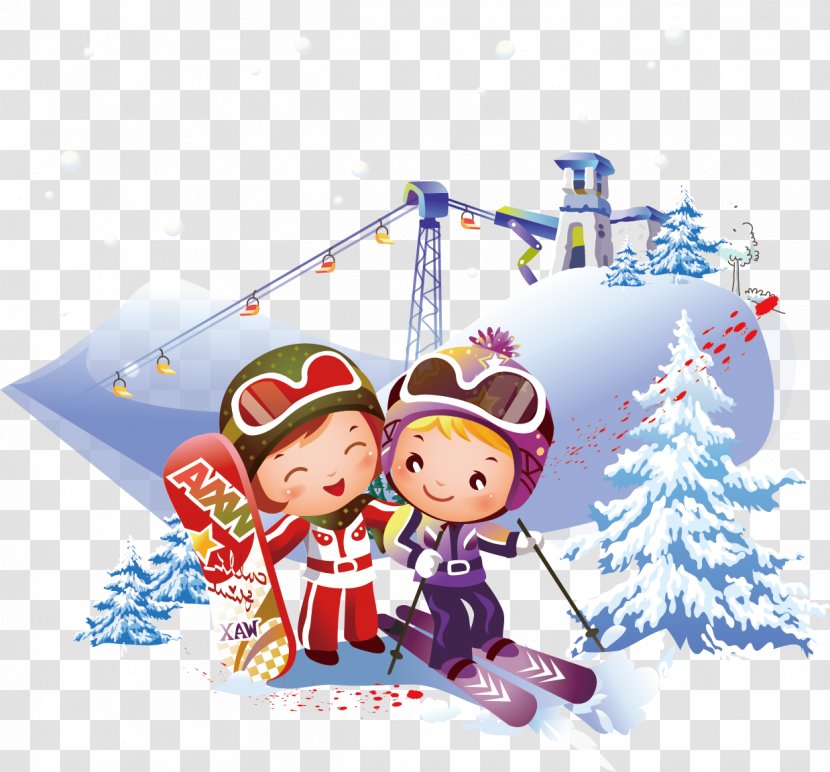 Child Skiing Illustration - Royaltyfree - Children's Winter Tourism Creatives Transparent PNG