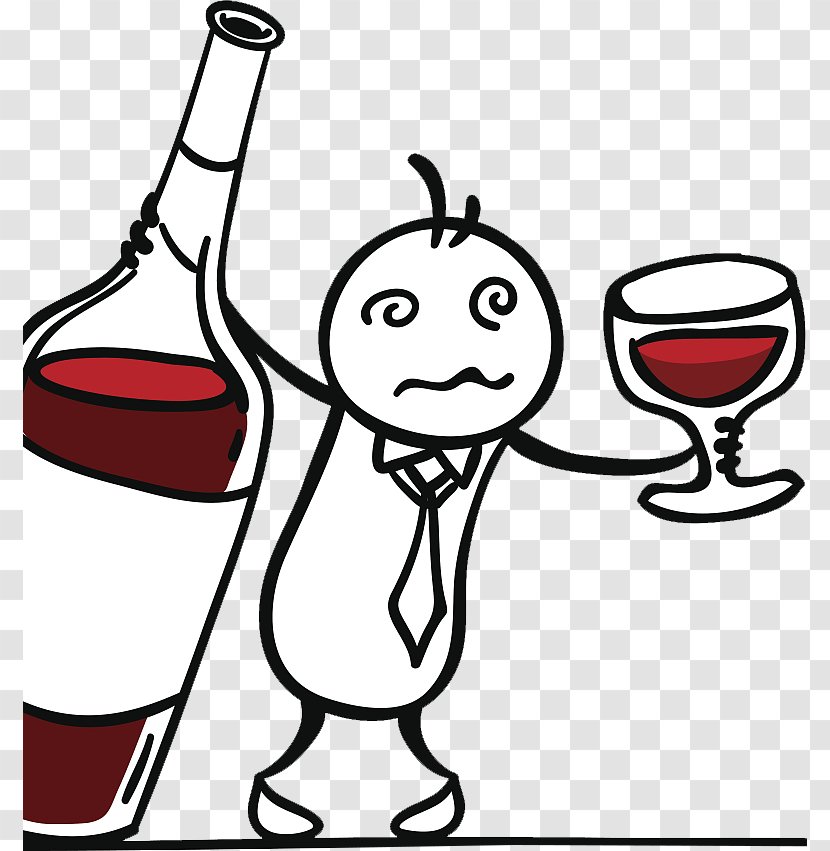 Red Wine Drawing Alcoholic Drink Illustration - Human Behavior - A Drunken Man Who Drinks Transparent PNG