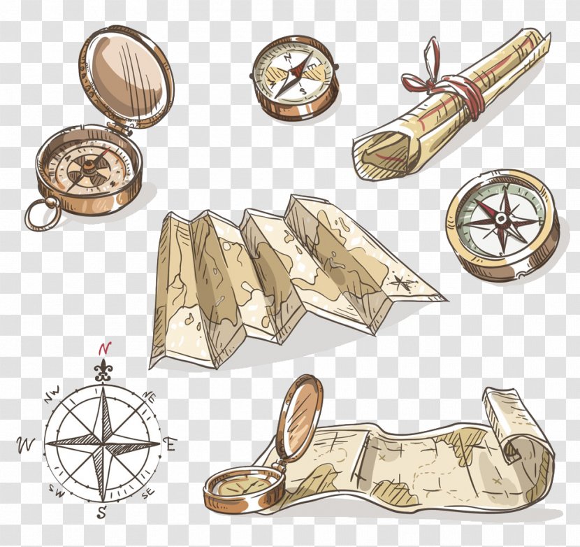 Compass Cardinal Direction Drawing Map - Stock Photography - Cartoon Sailing Icon Image Transparent PNG