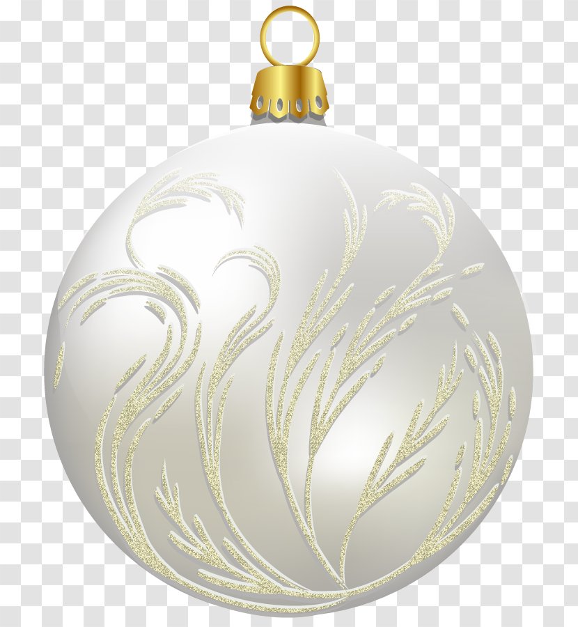 Christmas Ornament Santa Claus Clip Art - Tinsel - White Ball Clipart Transparent PNG