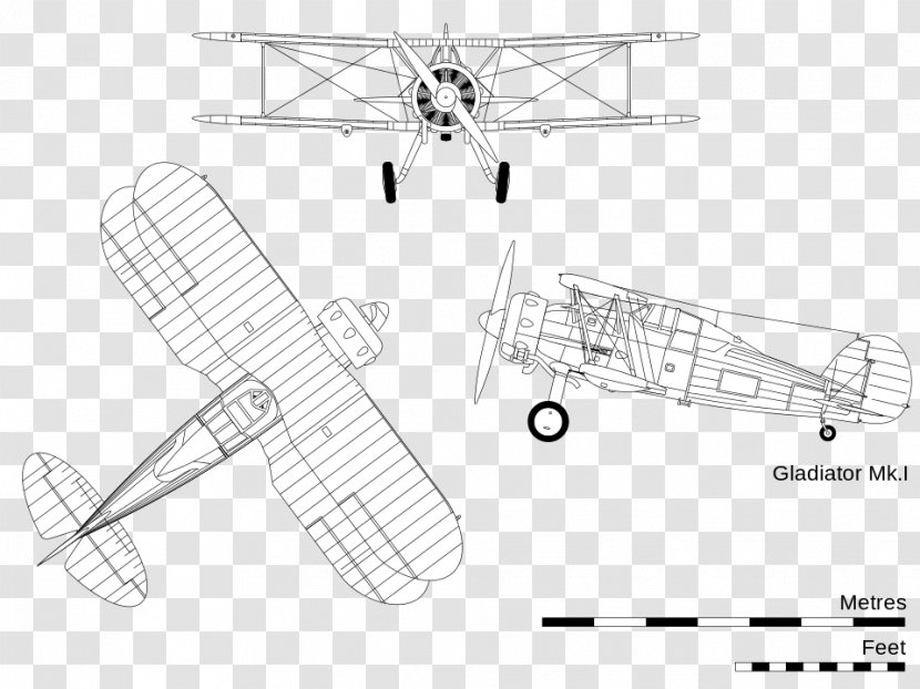 Gloster Gladiator Airplane Fighter Aircraft Company Royal Air Force - Line Art Transparent PNG