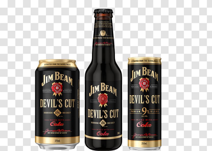 Bourbon Whiskey Fizzy Drinks Jim Beam White Label Devil's Cut - Bottle Transparent PNG