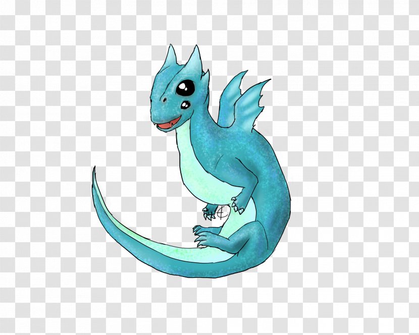 Animated Cartoon Animal Turquoise - Baby Dragon Lineart Transparent PNG