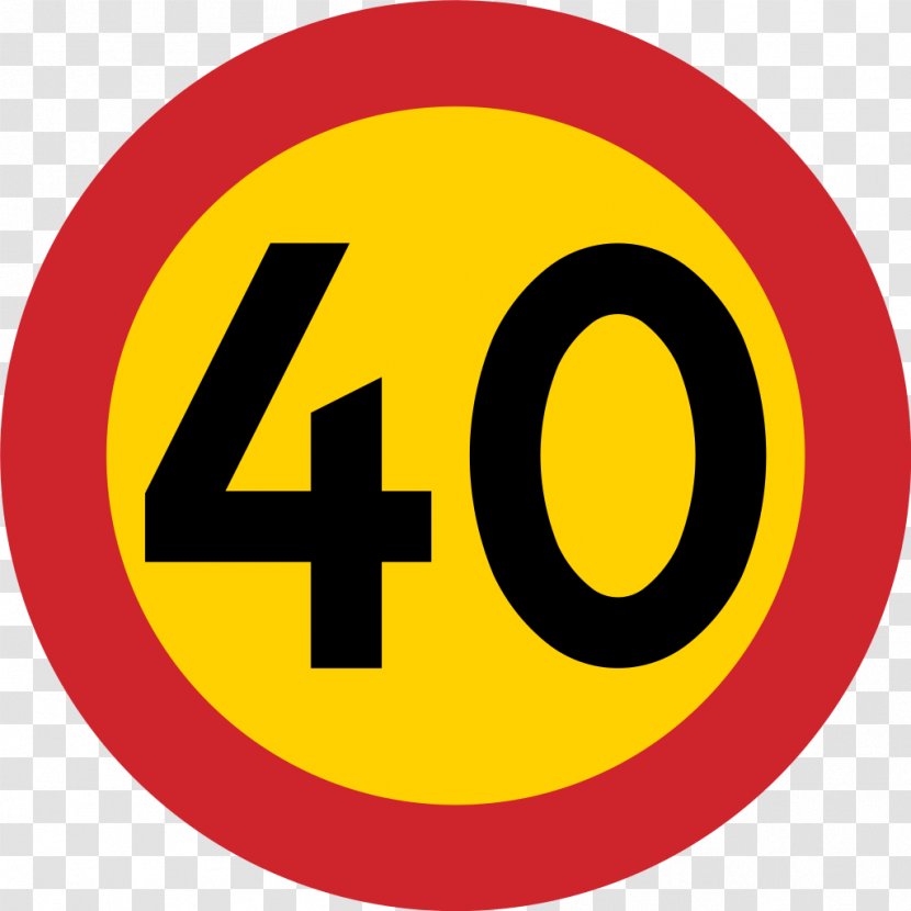 Speed Limit Traffic Sign Kilometer Per Hour Road - 40 Years Transparent PNG