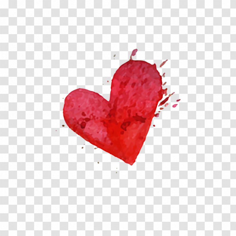 Red Watercolor Painting Drawing - Paint - Hearts Transparent PNG