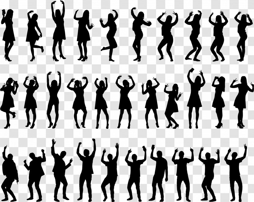 Silhouette Dance Art Clip - Cartoon - People Jubilating Silohouette Transparent PNG