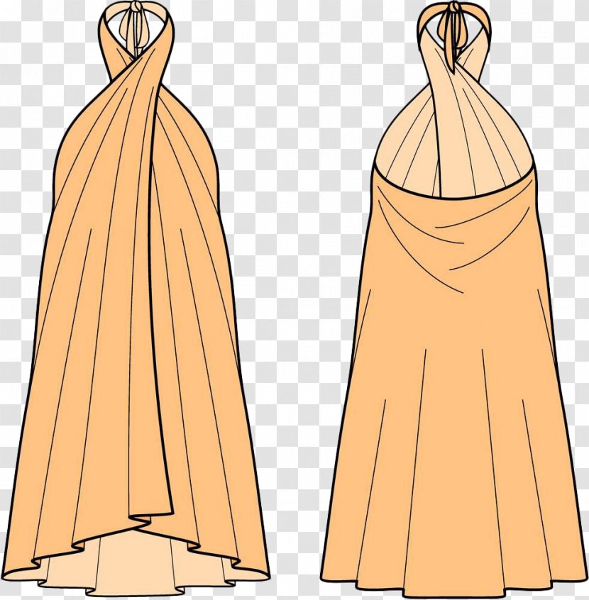 Gown Dress Skirt Illustration - Spaghetti Strap - Yellow Transparent PNG