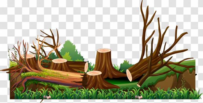 Vector Hand-painted Tree Cutting - Lumberjack Transparent PNG
