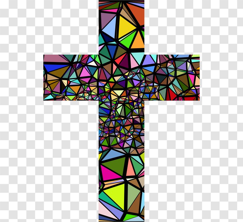 Window Stained Glass Christian Cross Clip Art - Religion - Catholic Transparent PNG