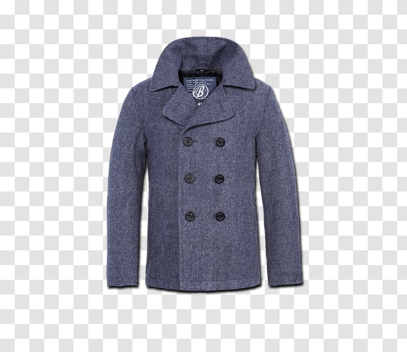 Overcoat Brandit Pea Coat Jacket - Blue Transparent PNG