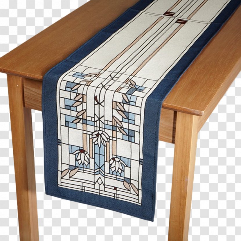 Rennie Rose Frank Lloyd Wright Waterlilies Tapestry Table Runner Product Design Angle - Wood Transparent PNG