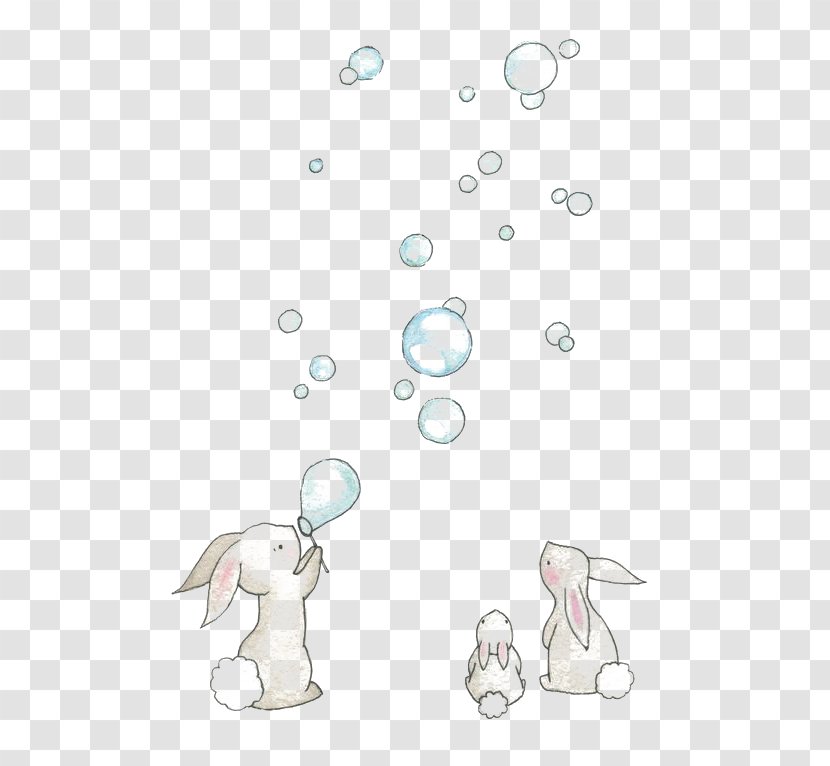 European Rabbit Drawing Watercolor Painting Illustration - Point - Blowing Bubbles Transparent PNG