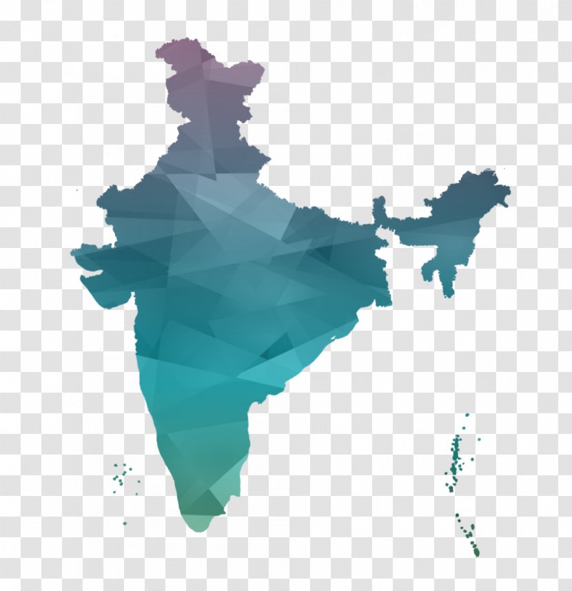 India Vector Map - Turquoise Transparent PNG