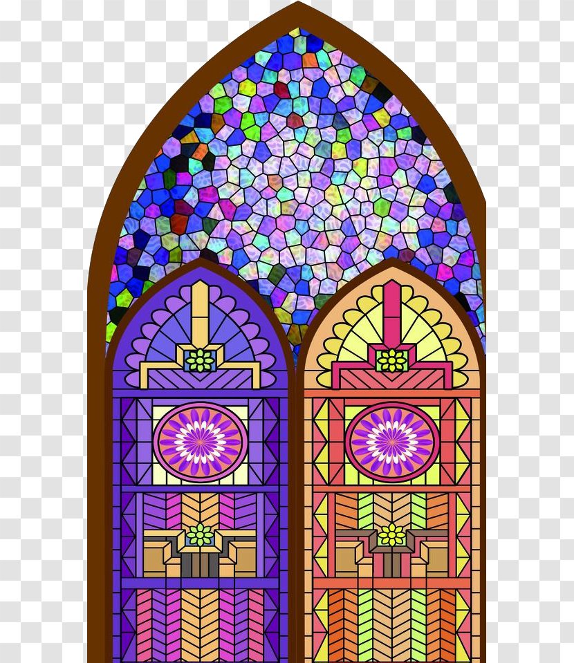 Stained Glass - Arch - Church Pattern Painted Material Transparent PNG