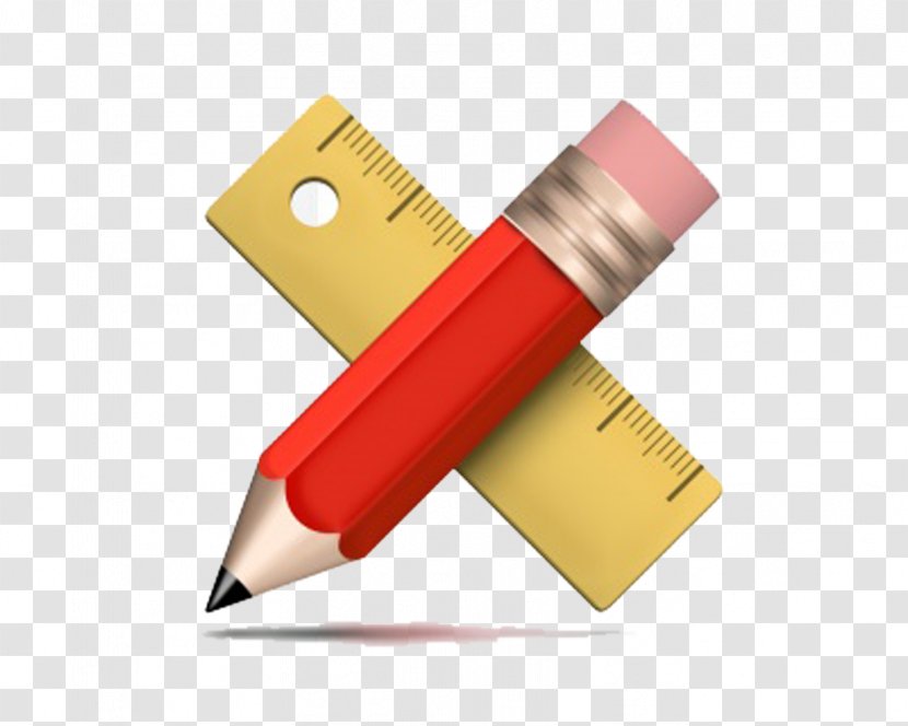 Paper Pencil Ruler Drawing Eraser - Red Pen Transparent PNG