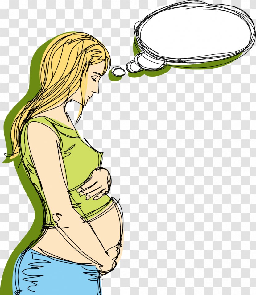 Cartoon Pregnancy Illustration - Tree - Pregnant Women And Dialog Transparent PNG